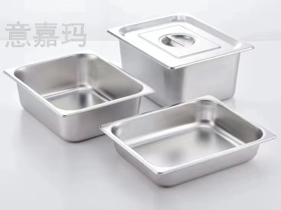 Stainless Steel Basin Rectangular Gastronorm Container with Lid Fractional Plate Meal Basin Milk Tea Shop Jam Box