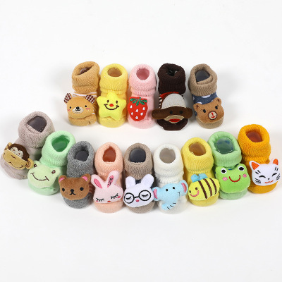 Autumn and Winter Baby Socks Thickened Children's Baby's Socks Warm and Cute Three-Dimensional Doll Socks Customizable Design Plastic Box