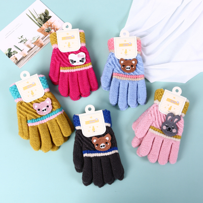 Children's Gloves Winter Girls' Five Finger Warm 4-8 Years Old Kid Boy Baby Kindergarten Cute Cartoon