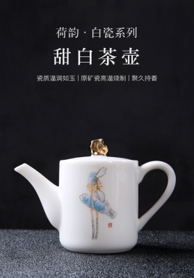 White Jade Porcelain Teapot Freehand Drawing jin ban Souvenir Blanc De Chine Teapot pao cha hu Ceramic Kung Fu Teapot Single Teapot