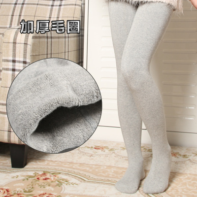 Autumn and Winter Foreign Trade Children's Leggings Thickened Cotton Leggings Solid Color Terry Girls' Pantyhose
