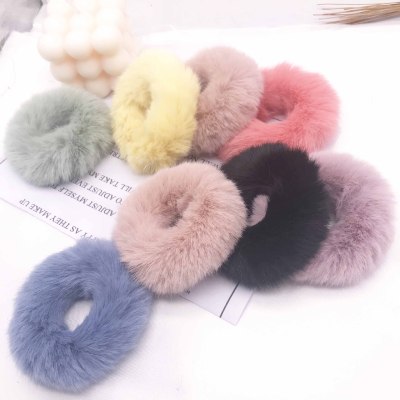 Autumn and Winter Chic Cute Rabbit Hair Hair Rope Korean Faux Fur Hair Ring Hair Rope Rubber Band Headdress Adult Hair Accessories