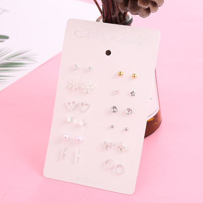 12 Pairs/Bag Cute Earrings Sets of Multi-Element Earrings from AliExpress Pinduoduo Factory Wholesale