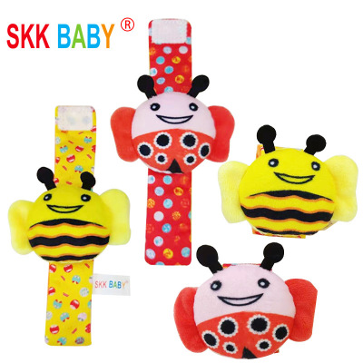 Skkbaby Pure Cotton Baby Products Wrist Rattle Bed Bell Toy Beetle Soothing Wrist Bell Factory Direct Sales