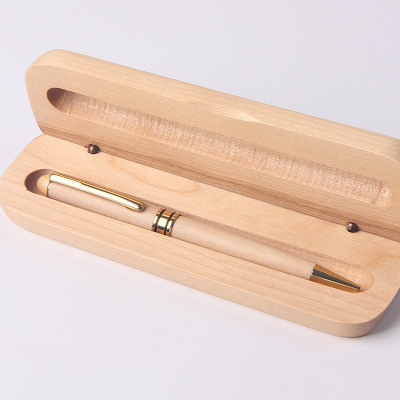 Metal Wood Ballpoint Pen Suit Raw Wood Red Wood Pen Business Office Wooden Box Beech Pen