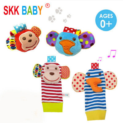 Skkbaby Baby's Rattle Toy Toddler Early Childhood Education Baby Monkey Elephant Wrist Bell Bell Socks Factory Wholesale