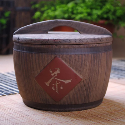 Vintage Tea Creative Barrel Purple Sealed Anti-Solid Wood Bucket Wood Cylinder Tea Storage Pot Housed Cool Tea