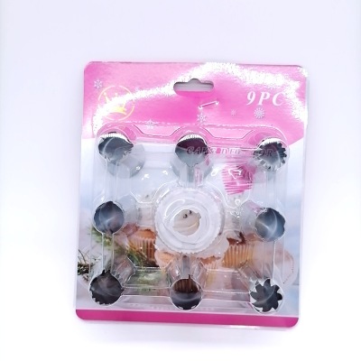 Paper Card Pack Stainless Steel Mouth of Piping Device Pastry Bag Converter Scraper Oil Brush Baking Tool Suit 11PC