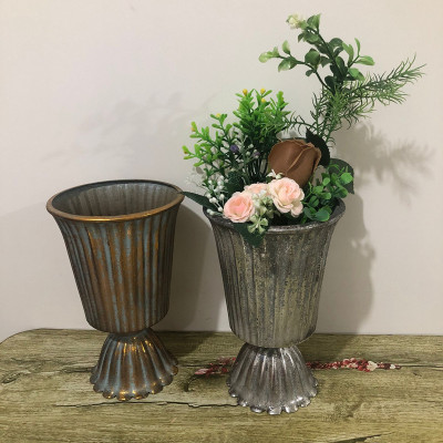 Factory Direct Sales New Iron Trophy Vase Artificial Flower Dried Flower Bridal Bouquet Flower Arrangement Flower Shop S