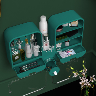 Baiya Lige New Household Multi-Functional Rotary Wall-Mounted Cosmetic Case Punch-Free Seamless Cosmetic Case