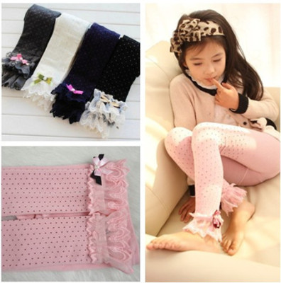 New Special Batch Children's Pantyhose Cotton Lace Dot Knitted Non-Pilling Cropped Pants Leggings Dance Pantyhose