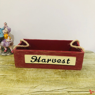 Distressed Creative Wooden Succulent Flowerpot Balcony Potted Plant Rectangular Solid Wood Beverage Decoration Storage Box
