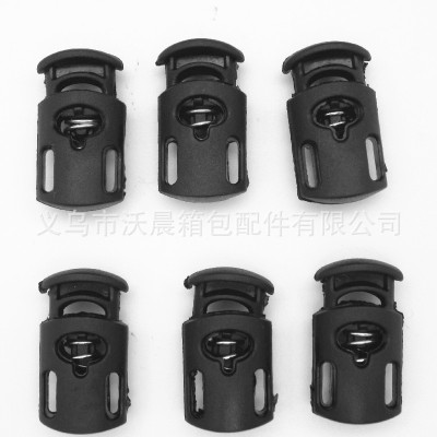 Factory Direct Sales Long Flat Three Holes Plastic Spring Buckle String Clip Wearable Ribbon Nylon Spring Buckle