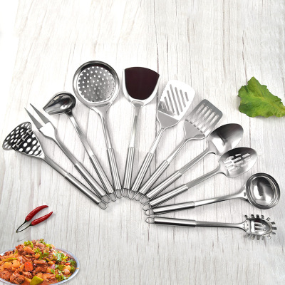 Factory Direct Sales Stainless Steel Kitchenware 11-Piece Set Spatula and Soup Spoon Slotted Turner Spaghetti Fishing Cooking Spoon and Shovel Kitchen Tools