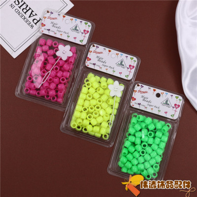 Colorful Acrylic round Large Hole Barrel Beads DIY Wig Beads Braid Decoration Flower Bead Hair Extension Beads