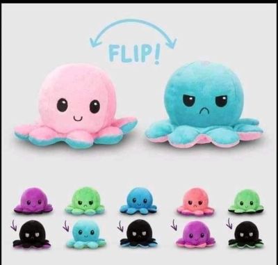 Reversible Doll Double-Sided Flip Octopus Doll Angry Octopus Marine Plush Toy Wholesale Spot Goods 20cm