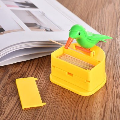 Toothpick Box Wholesale Creative Personal Household Automatic Push Bird Toothpick Holder Simple and Convenient Bamboo Stick Box