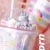 Girlwill Unicorn Plastic Drinking Cup Straw Cup Tumbler Children Cute Creative Gift in Stock Stock