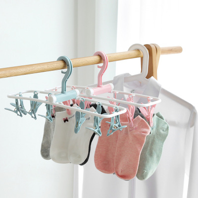 Multifunctional Household Windproof Plastic Socks' Clip Folding Clothes Hanger Underwear Clip Non-Slip Clothes Clip 12 Clip