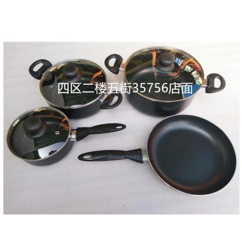 Aluminum Pot Kitchenware Household gas Electric Universal Seven-Piece Pot Wok Wok Flat Small Frying Pan Milk Pot Kitchen Supplies 