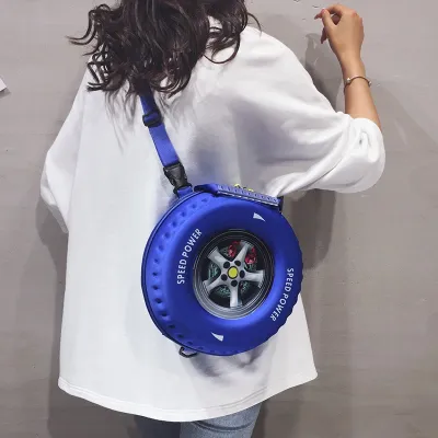 Women's Bag 2020 New Unique Fashionable Printed Tire Hip Hop Ins Internet Celebrity Same Style Shoulder Backpack Small round Bag