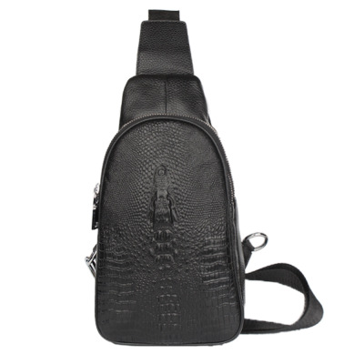 Factory Wholesale Genuine Leather Shoulder Backpack Crocodile Leather Pattern Shoulder Messenger Bag High-End Boutique Chest Bag Gift Bag New