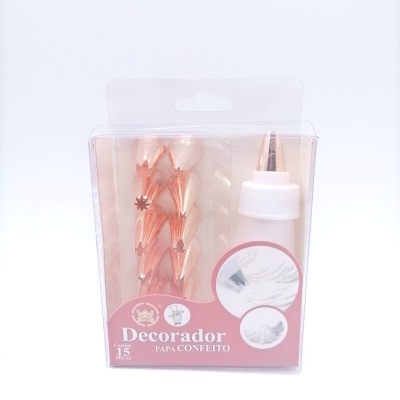 Rose Gold Stainless Steel Mouth of Piping Device Cream Bag PVC Box Set Stainless Steel Mouth of Piping Device Pastry Set