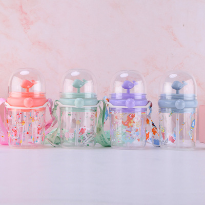 Internet Celebrity Ins Style Children's Water Spray Cup Cute Glass with Straw Good-looking Graduated Glass Gift Can Be Customized
