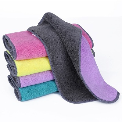 Factory Direct Sales Microfiber High Density Coral Fleece Double Layer Thickened Cleaning Cloth Oil-Free Dish Towel Floor Cleaning Cloth