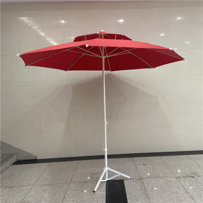 150cm Beach Umbrella 60-Inch Beach Umbrella Red Double Layers Sun Umbrella