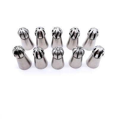 Russian Ball-Shaped Pastry Nozzle Torch Nozzle Seamless Stainless Steel Mouth of Piping Device One-Time Molding Cream Pastry Tube