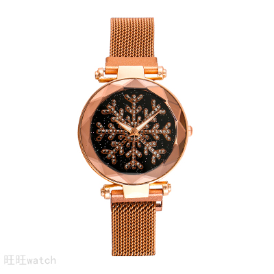 Factory Currently Available Wholesale Fashion Starry Sky Snowflake Women's Watch Women's Watch Quartz Watch Milan Belt