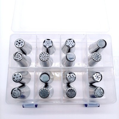 Baking Pastry Nozzle 16-Piece Set Cake DIY Kitchen Baking Tools Stainless Steel Russian Nozzle