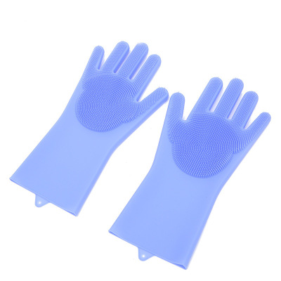 Tiktok Magic Silicone Dishwashing Gloves Kitchen Washing Brush Silica Gel Cleaning Gloves Heat Insulation Wear-Resistant Kitchen Household Gloves