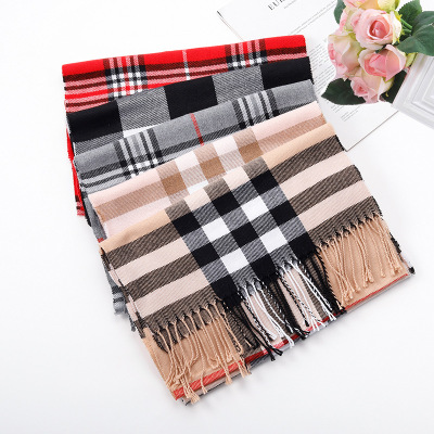Autumn and Winter Men and Women All-Matching Artificial Cashmere Scarf Babag Color Plaid  Artificial Cashmere Scarves