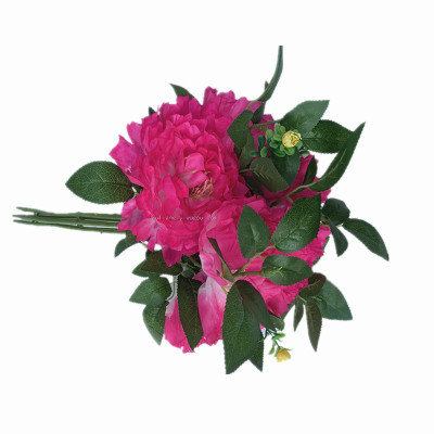 Factory Direct Sales Artificial Flower Rose Bridal Bouquet 7 Large Peony Flowers