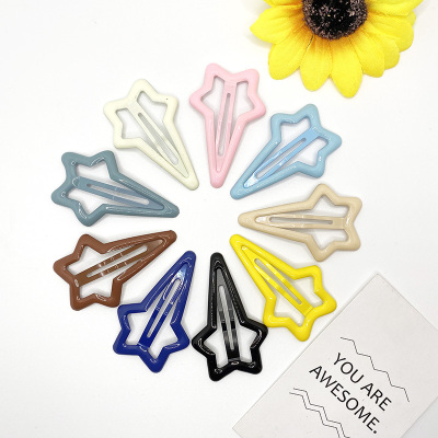 Korean Style Oil Drop Paint Hairpin Five-Pointed Star Candy Color BB Clip for Children Adult Headdress Jewelry Hairpin
