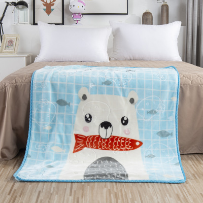 Factory Direct Sales Double-Layer Thickened Embossed Raschel Children's Blanket Air-Conditioned Room Cloud Blanket Cartoon Lazy Blanket Baby Blanket