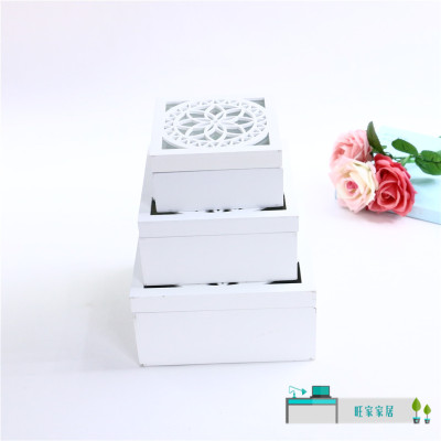 Wooden Craftwork Decoration Home Decoration Wooden Box Cutout Carvings Flower Ornaments Jewelry Storage Box