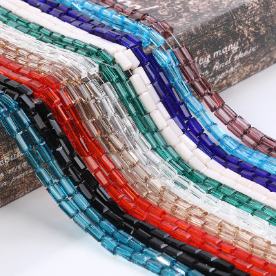 4 × 8 Rectangular Creative New Fashionable Exquisite Glass Crystal Rectangular Beads DIY Crystal Square Bead Chain Accessories Wholesale