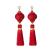 Silver Needle Festive Red Xi Character Earrings Female Knot Lucky Cat Lantern Tassel Earrings