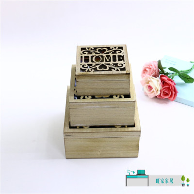 Cutout Carvings Flower Wooden Box Home Crafts Decoration Wooden Jewelry Storage Box Storage Box