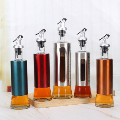 Kitchen Supplies Soy Sauce and Vinegar Cooking Wine Sub-Packaging Glass Bottle Seasoning with Lid Sealed Household Set Seasoning Glass Bottle
