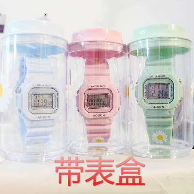 New Printed Unicorn Printed Daisy Sports Electronic Watch Multi-Functional Waterproof Student Matcha Green Diving Watch