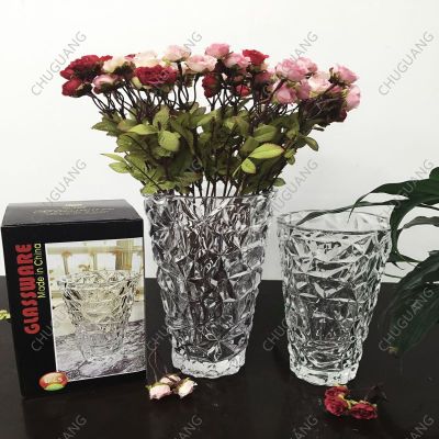 Chuguang Glass Crystal Vase Decoration Living Room Flower Arrangement Glass Transparent Aquatic Flowers Simple