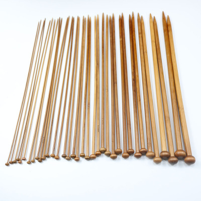 Weaving Tools Carbonized Single Tip with Beads Anti-off Thread Bamboo Needle Bar 18 Pairs 36 Pieces Sweater Needle Knitting Needle Stick Needle Set