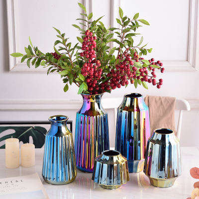 Artistic Retro Glazed Ceramic Vase Flower Ware Three-Piece Set Home Decoration Technology Ornaments