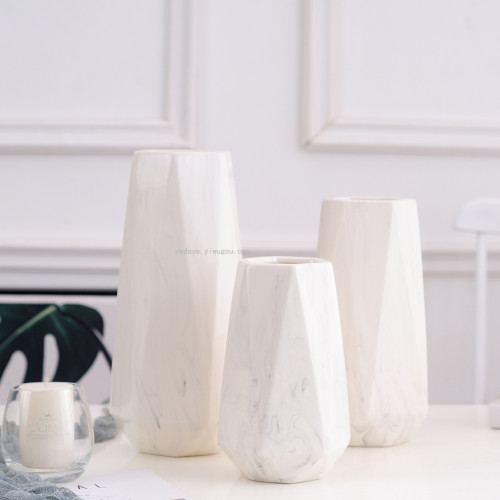 simple modern ins style marbling ceramic vase three-piece set flower decoration flower arrangement flower shop material water storage