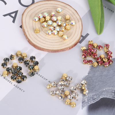 Multi-Color Glossy Glass Hand Sewing Rhinestones Wholesale Trendy Loose Diamond Clothing Claw Chain Single Claw Accessories Accessories