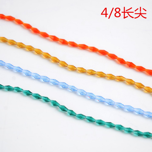 beaded jewelry accessories wholesale 4/8 long pointed artificial crystal glass loose beads handmade glass beads